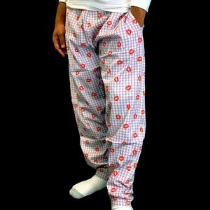 Lips on Plaid Unisex Lounger Pants
